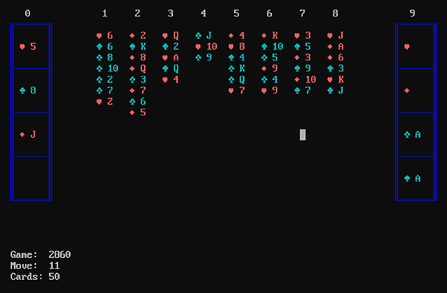 1988 PC DOS Freecell by Jim Horne