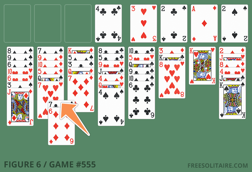 Freecell setup showing a power move