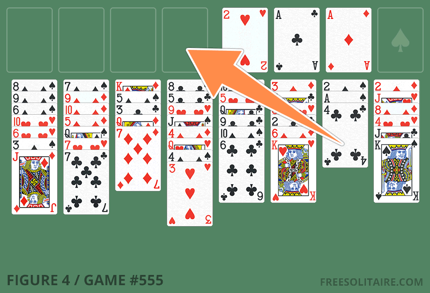 Freecell setup showing how to use a free cell