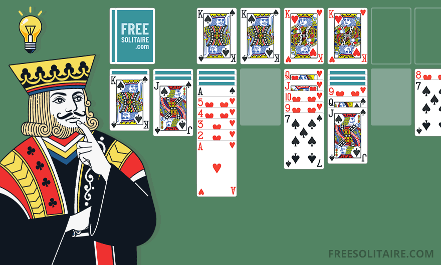 King mascot next to a Spider Solitaire game layout