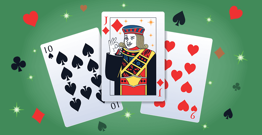 Spider Solitaire Jack mascot giving the OK sign, surrounded by playing cards